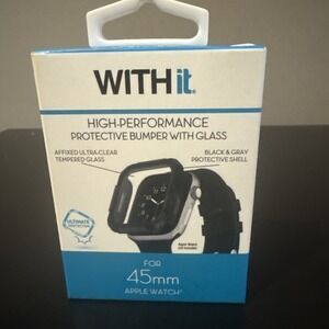 NEW WITHit Dual Layer Full Protection Cover Bumper w/ Glass for 45MM Apple Watch